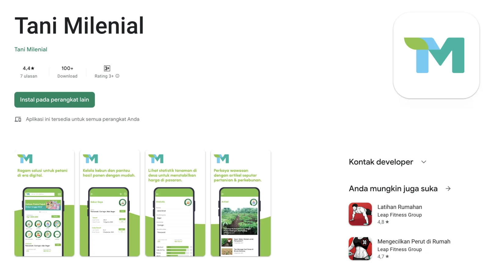 Tani Milenial Google Playstore screenshots